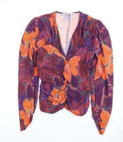 Womens UK Size 8 Zara Multicoloured Basic Blouse