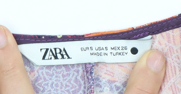 Womens UK Size 8 Zara Multicoloured Basic Blouse