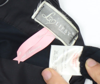 Womens UK Size 8 Lipsy Black Wrap Blouse