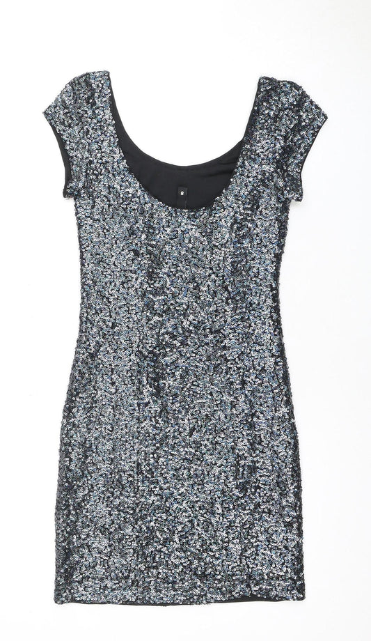 H&M Women’s Black Sequin Bodycon Dress Size 6 Party