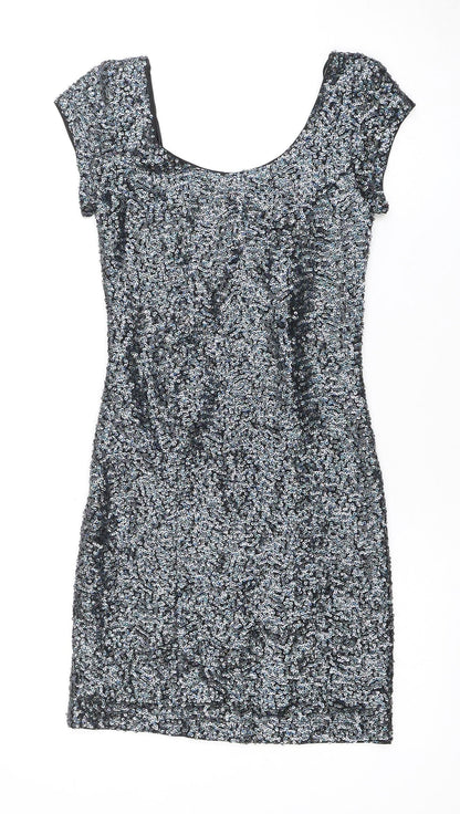 H&M Women’s Black Sequin Bodycon Dress Size 6 Party