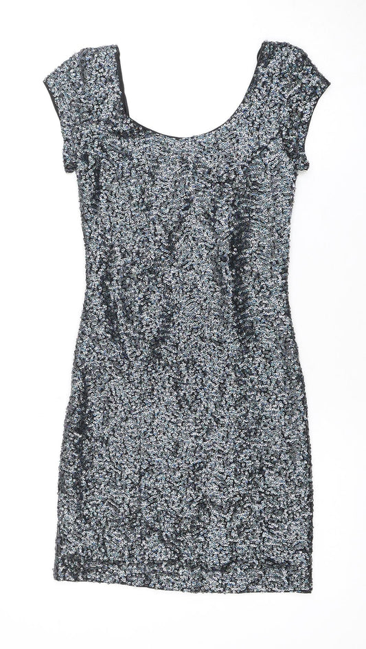 H&M Women’s Black Sequin Bodycon Dress Size 6 Party