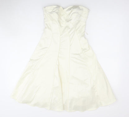 Jane Norman Women's Ivory A-Line Midi Dress, Size 8