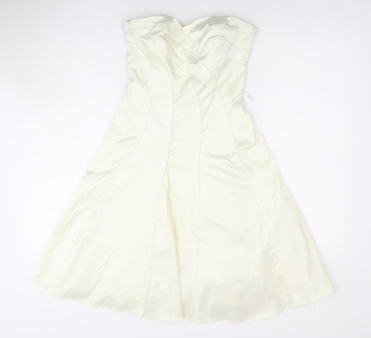 Jane Norman Women's Ivory A-Line Midi Dress, Size 8