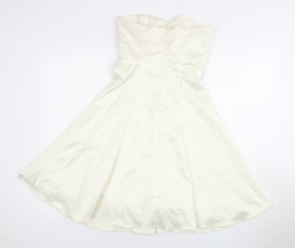 Jane Norman Women's Ivory A-Line Midi Dress, Size 8