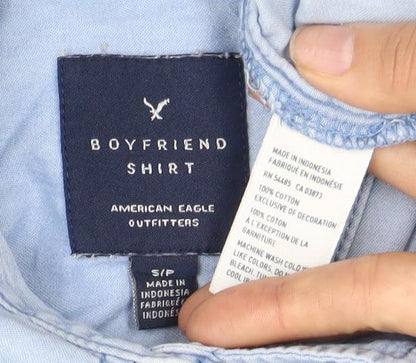 Unisex Adults UK Size S American Eagle Blue Basic Button-Up