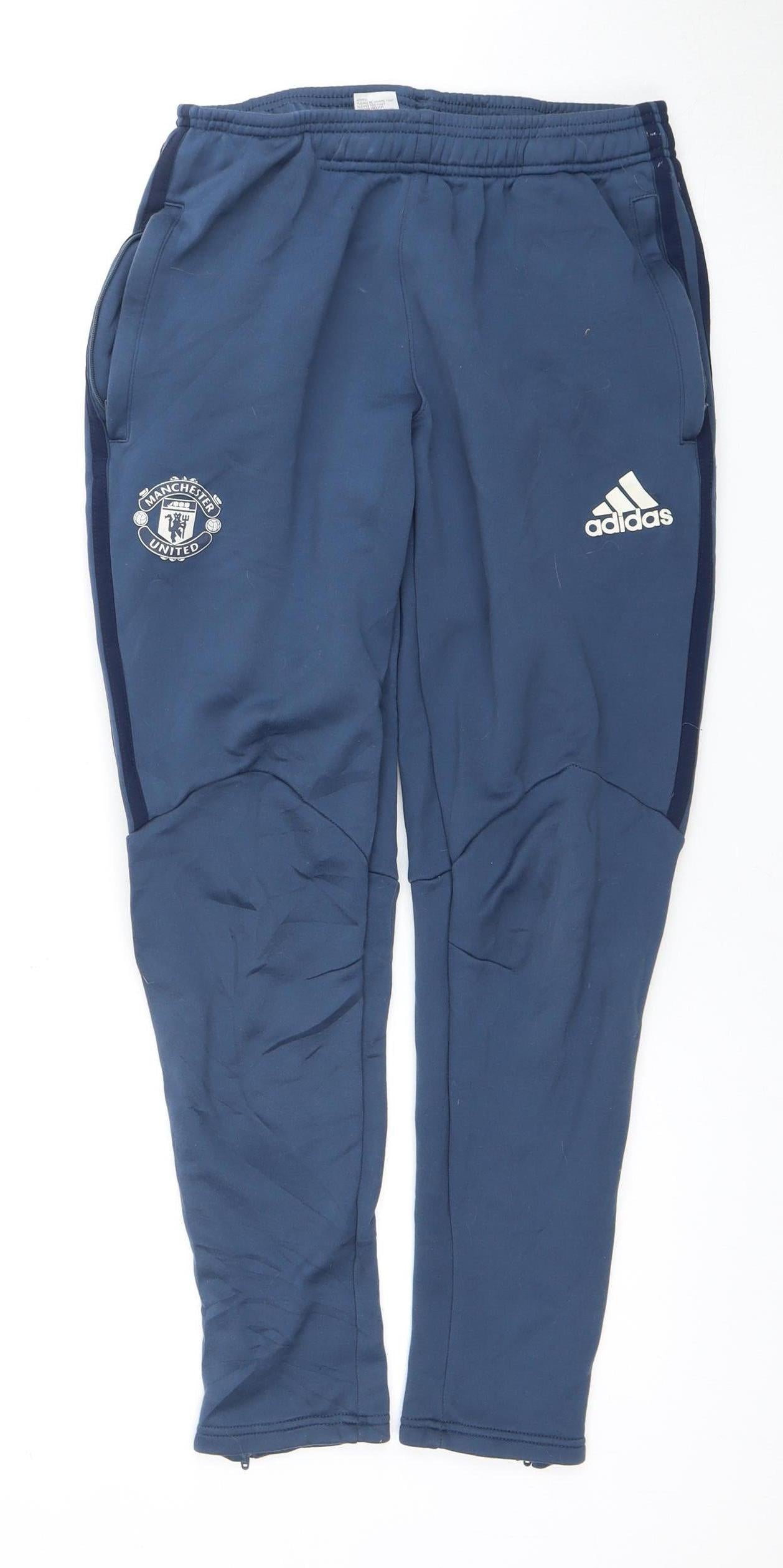 Adidas Boys Blue Jogger Trousers Size S - Manchester United