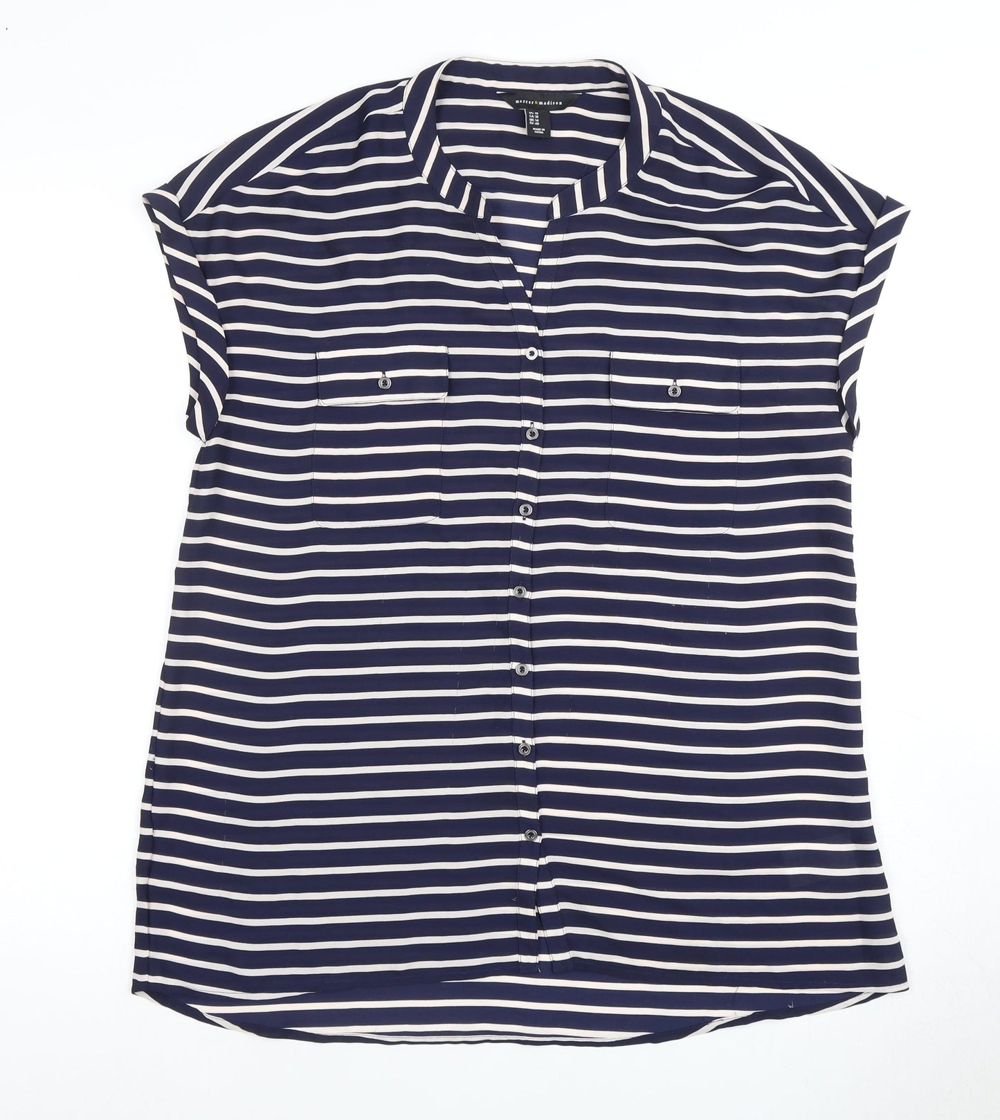 Womens UK Size 14 Mercer & Madison Blue Basic Button-Up