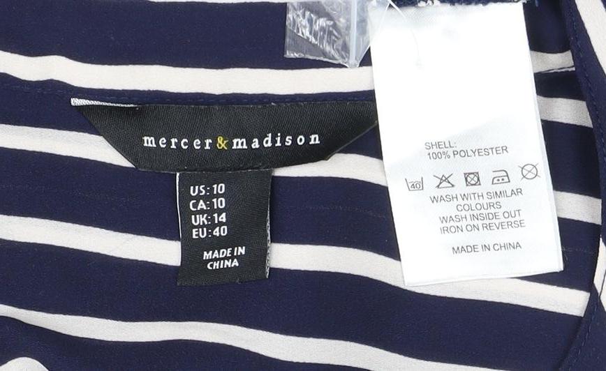 Womens UK Size 14 Mercer & Madison Blue Basic Button-Up