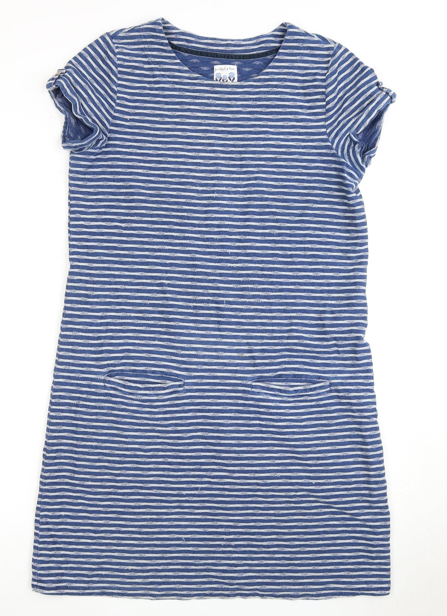 Mantaray Women's Blue Striped Shift Dress - Size 12