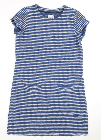 Mantaray Women's Blue Striped Shift Dress - Size 12