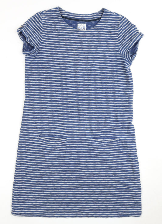 Mantaray Women's Blue Striped Shift Dress - Size 12