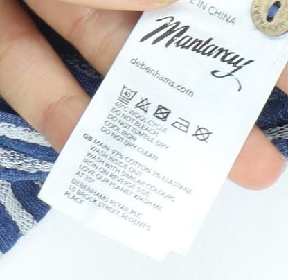 Mantaray Women's Blue Striped Shift Dress - Size 12