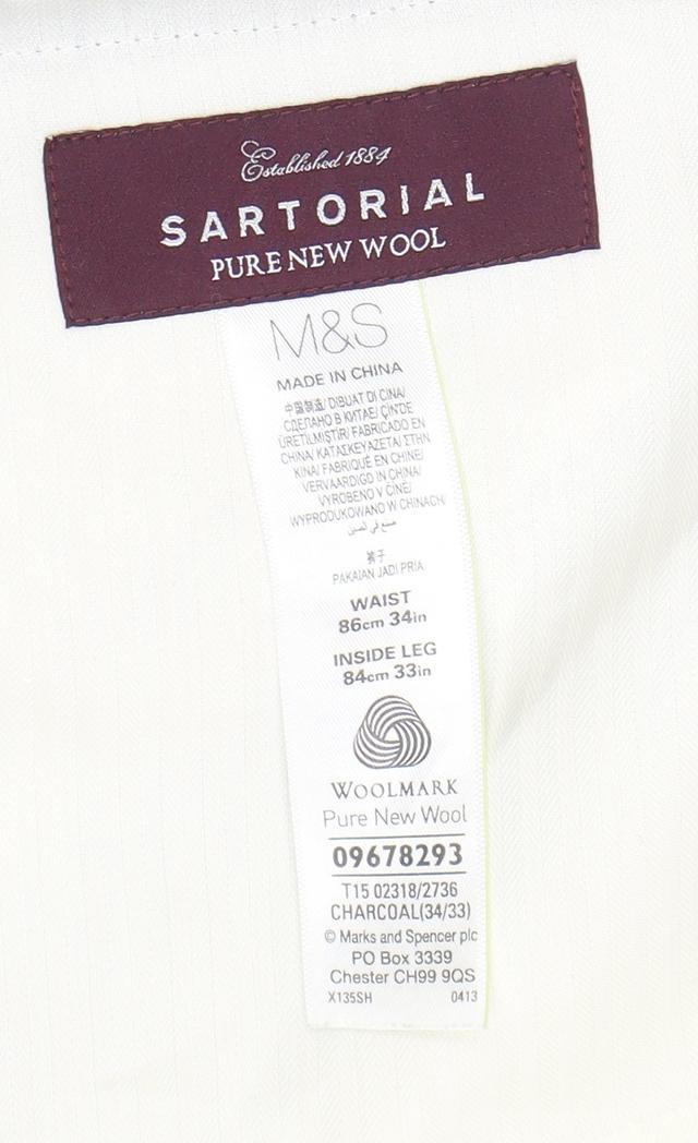 Marks and Spencer Men's Grey Dress Pants, 34 in Waist