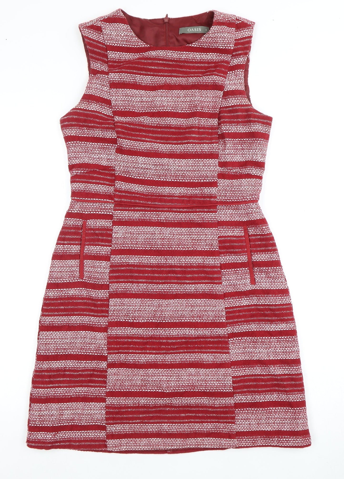Oasis Women's Red Striped Sheath Dress Size 10