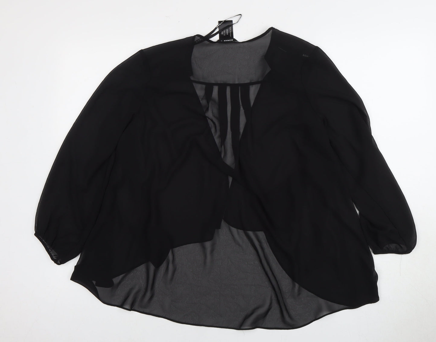 Womens UK Size 12 Roman Black Basic Blouse