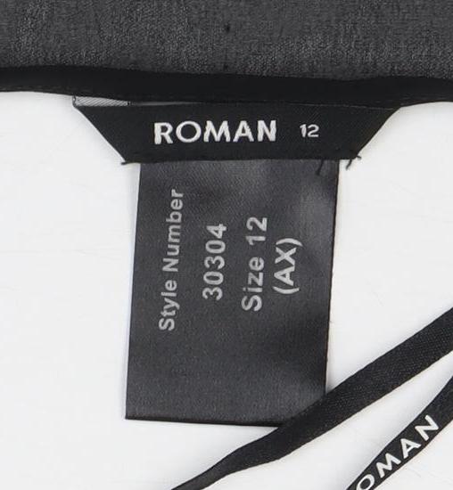 Womens UK Size 12 Roman Black Basic Blouse