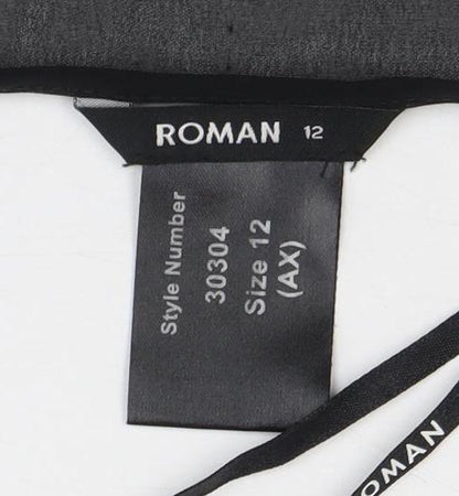 Womens UK Size 12 Roman Black Basic Blouse