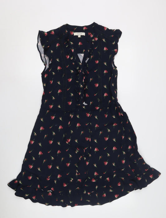Oasis Women's Floral A-Line Dress Size 8 Multicoloured