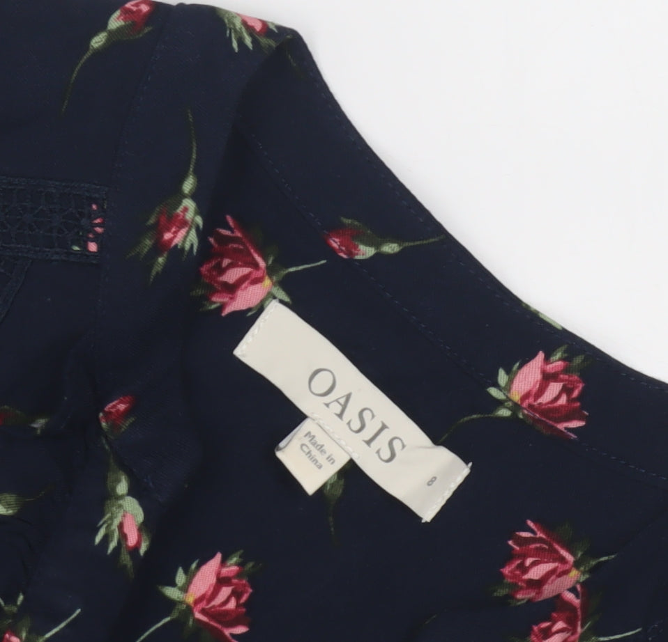 Oasis Women's Floral A-Line Dress Size 8 Multicoloured