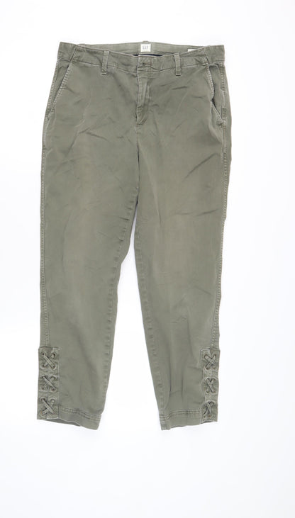Womens UK Size S Gap Regular Fit Capri Green Trousers