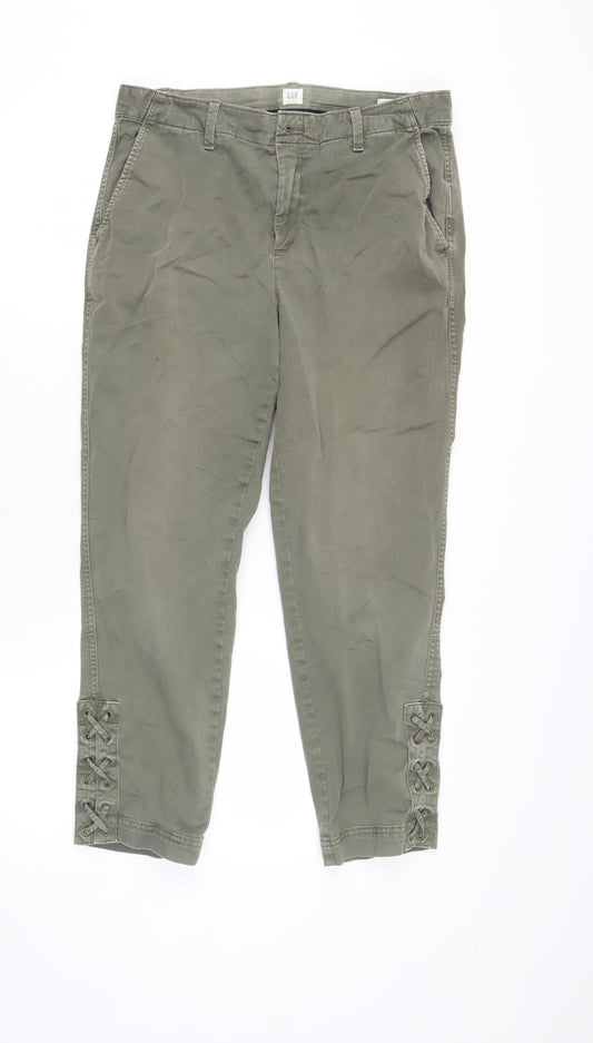 Womens UK Size S Gap Regular Fit Capri Green Trousers