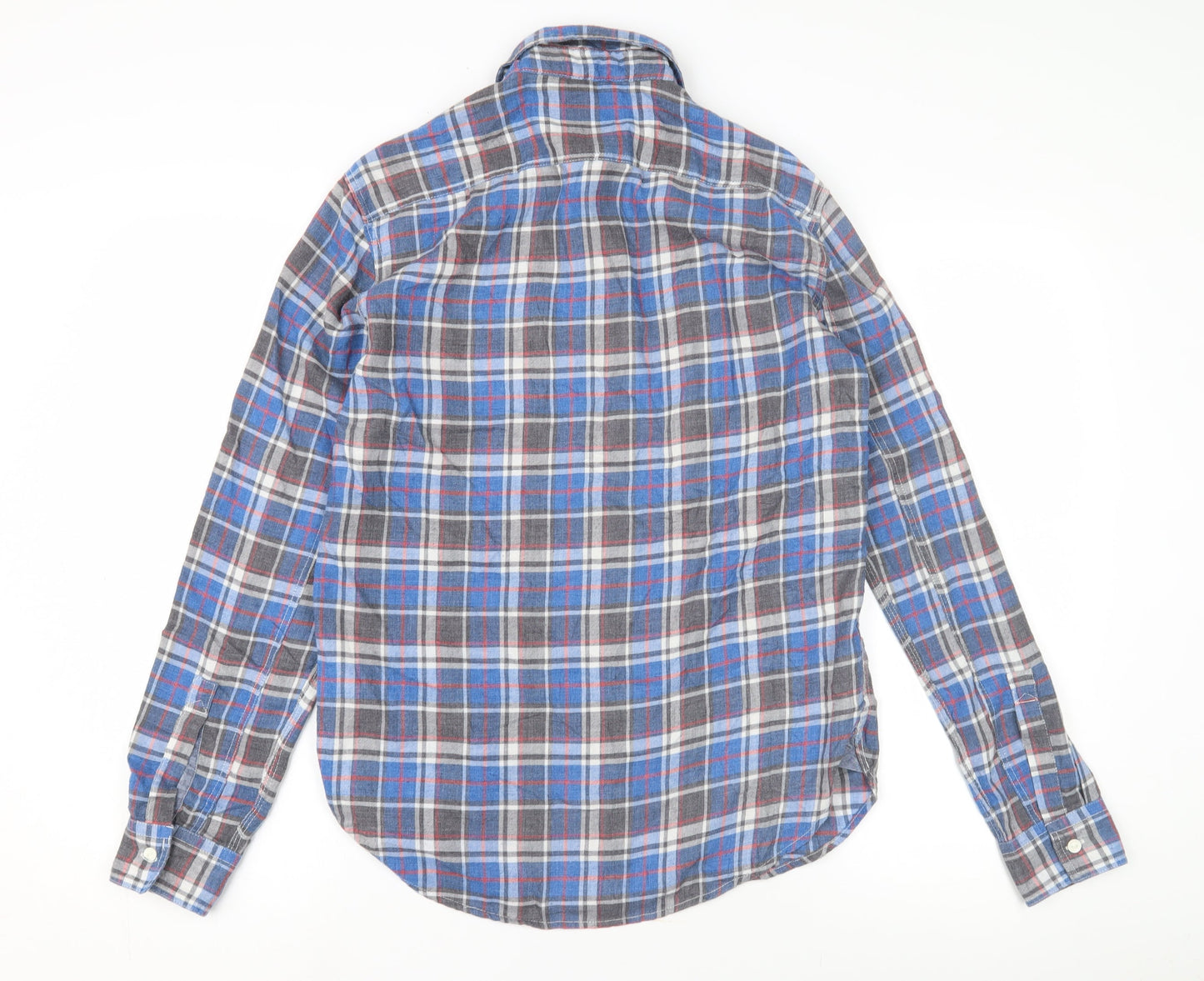 Gap Men's Blue Plaid Button-Up Shirt XS Long Sleeve