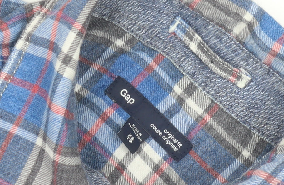 Gap Men's Blue Plaid Button-Up Shirt XS Long Sleeve