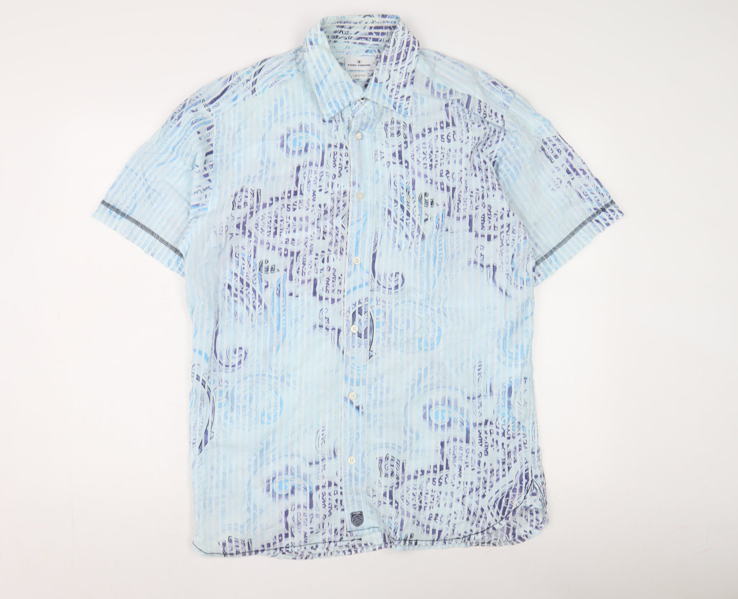 Tom Tailor Men's Blue Graphic Print Button-Up Shirt