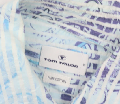 Tom Tailor Men's Blue Graphic Print Button-Up Shirt