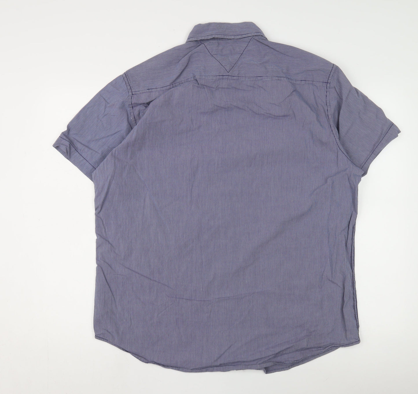 Tommy Hilfiger Men's Blue Striped Button-Up Shirt L