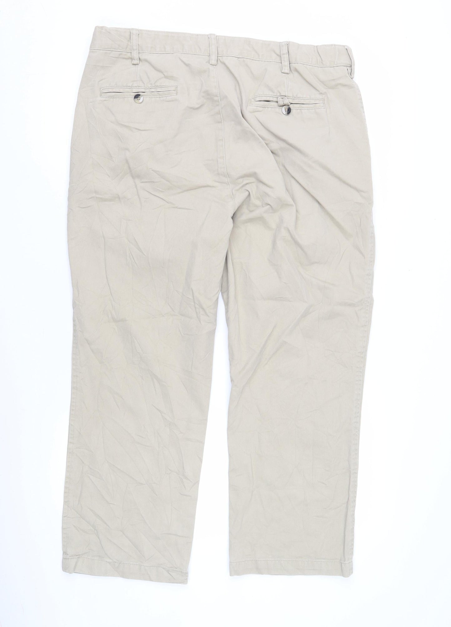 Mens UK Size Unknown Cotton Traders Regular Fit Chino Beige Trousers