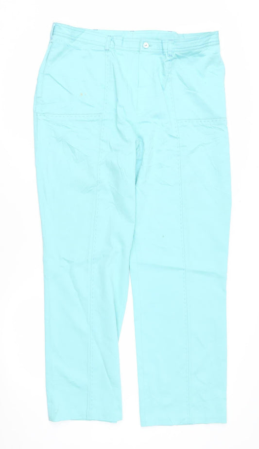 Womens UK Size 18 LUCIA Regular Fit Casual Blue Trousers