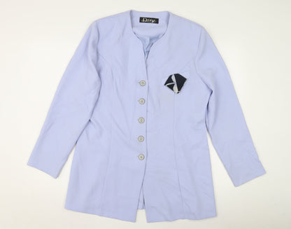 Debut Women's Blue Mid-Length Coat, Size 14, Button Closure