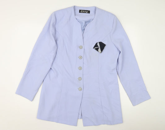 Debut Women's Blue Mid-Length Coat, Size 14, Button Closure