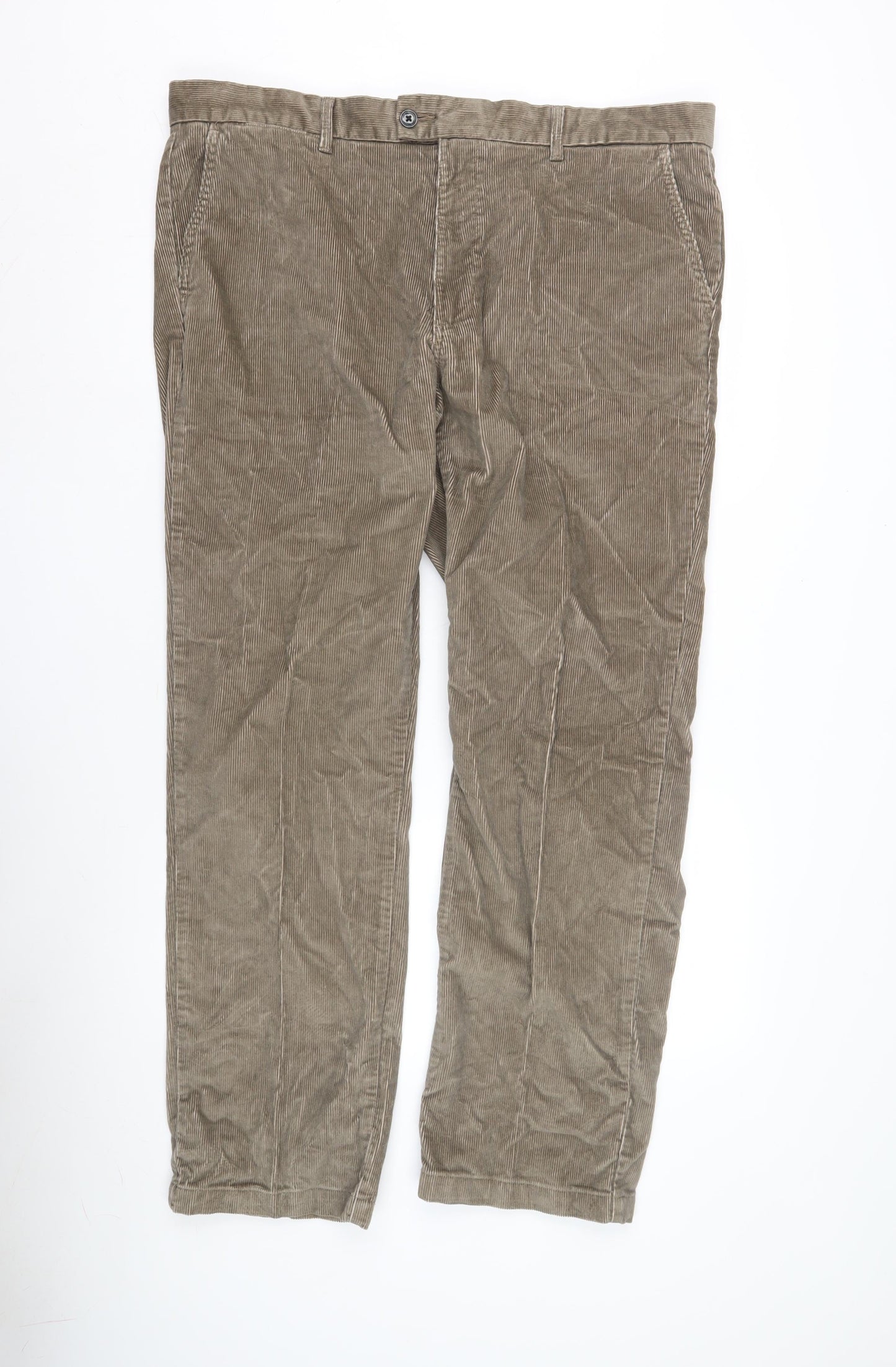 Marks and Spencer Men's Brown Corduroy Trousers, 40W Regular