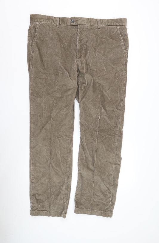 Marks and Spencer Men's Brown Corduroy Trousers, 40W Regular
