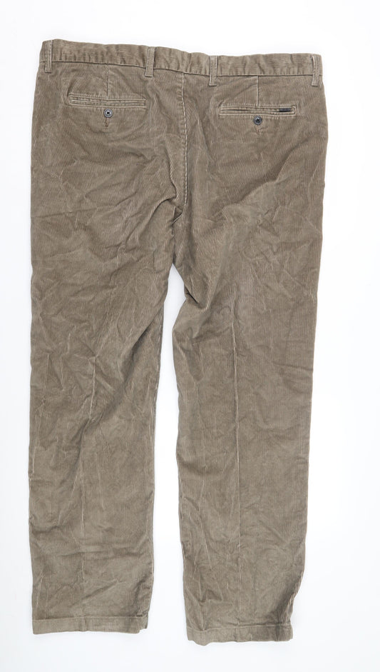 Marks and Spencer Men's Brown Corduroy Trousers, 40W Regular