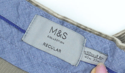 Marks and Spencer Men's Brown Corduroy Trousers, 40W Regular
