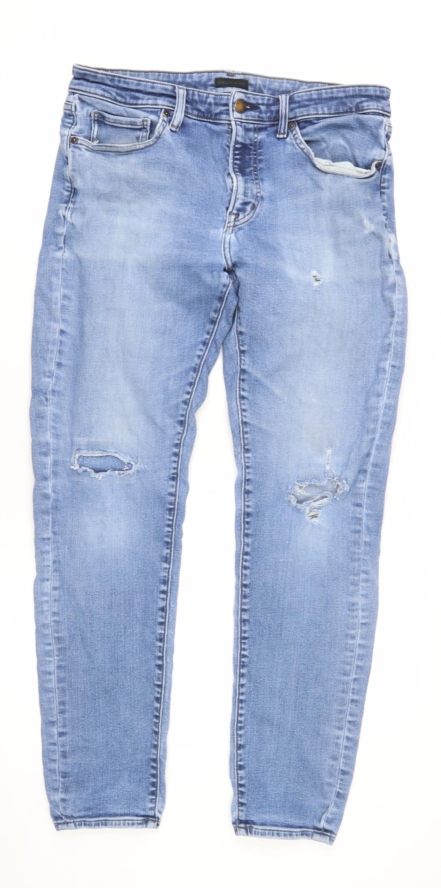 Mens UK Size 33 Uniqlo Regular Fit Straight Blue Jeans