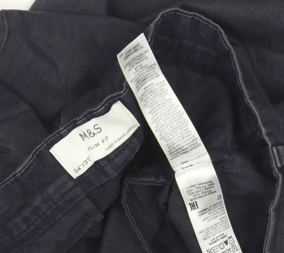 Marks and Spencer Men's Black Slim Fit Trousers 34