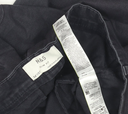 Marks and Spencer Men's Black Slim Fit Trousers 34