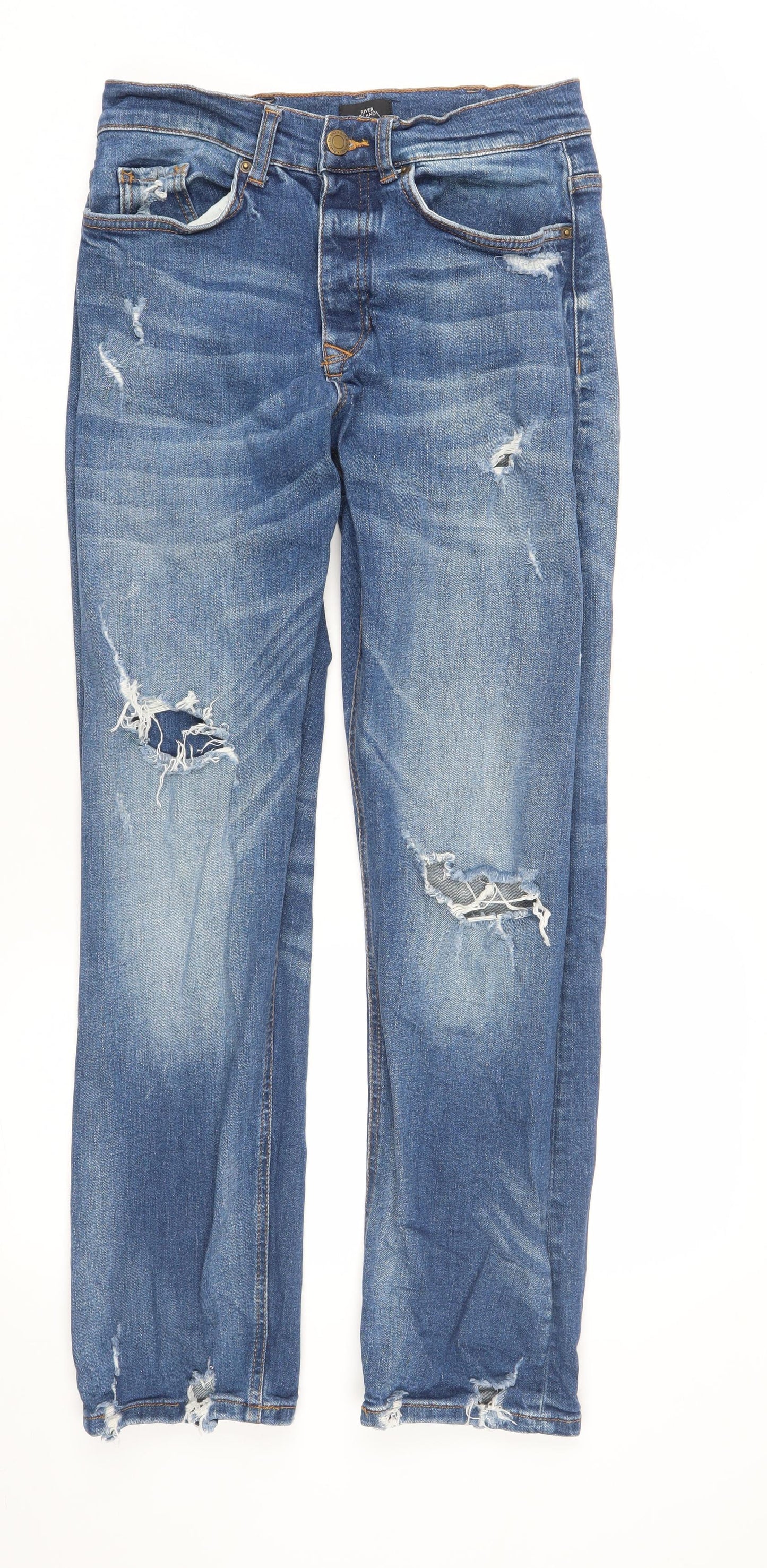 Mens UK Size 28 River Island  Straight Blue Jeans