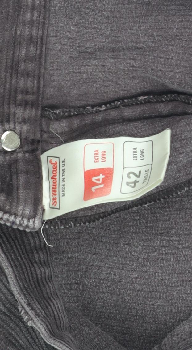 St Michael Women's Grey Corduroy Trousers Size 14