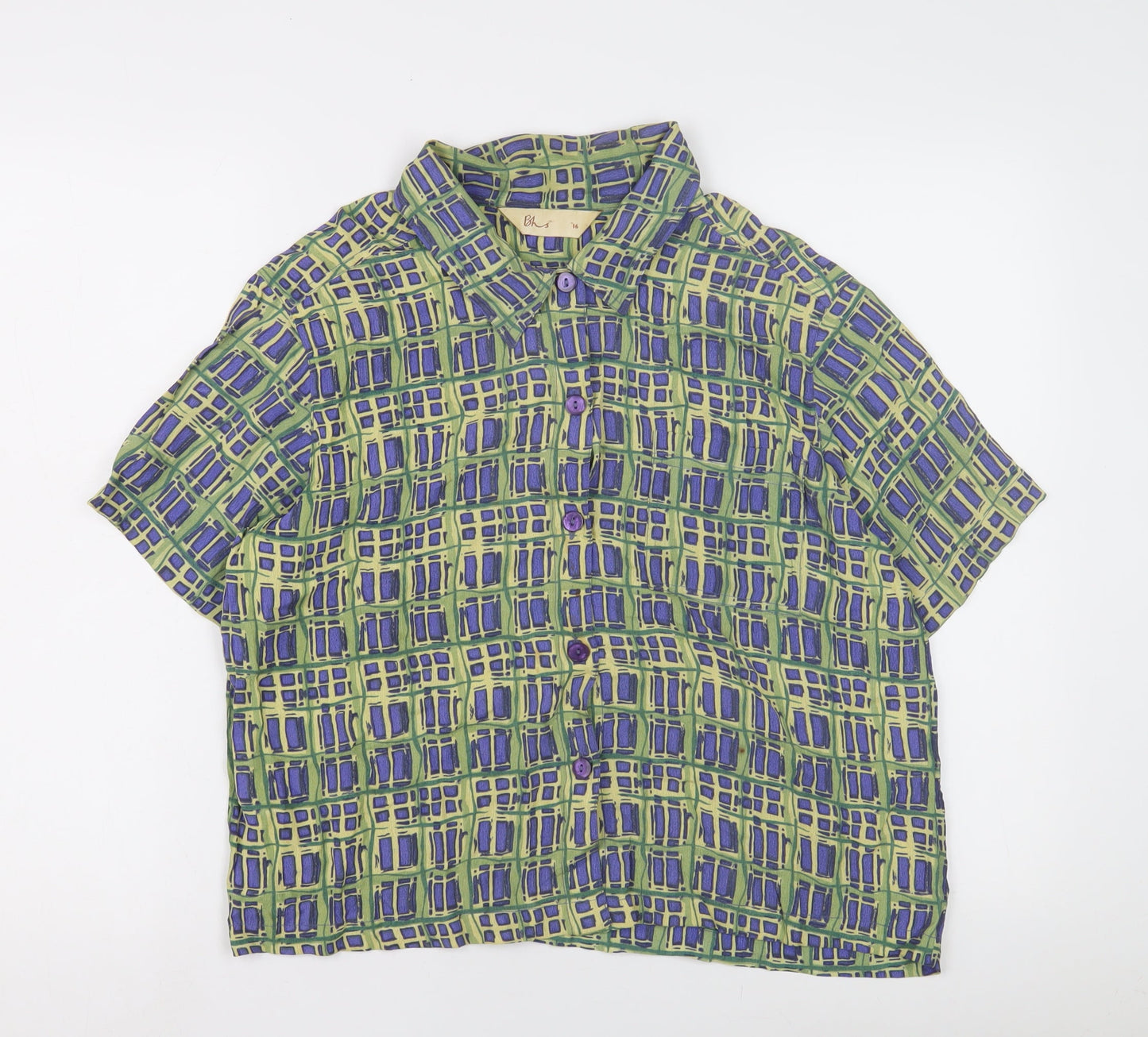 Womens UK Size 16 BHS Multicoloured Basic Button-Up