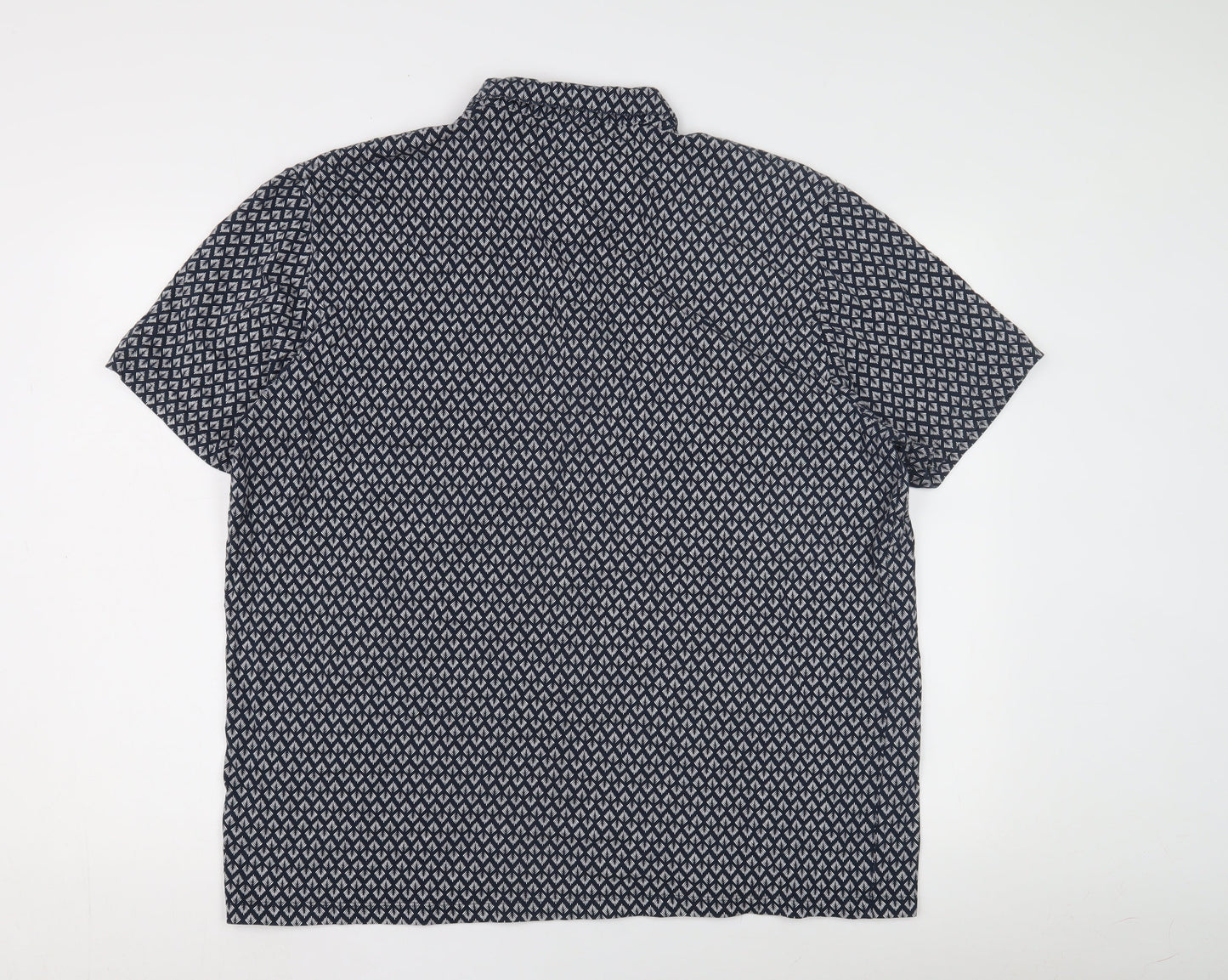 Next Men's 2XL Blue Geometric Cotton Polo - Excellent Condition