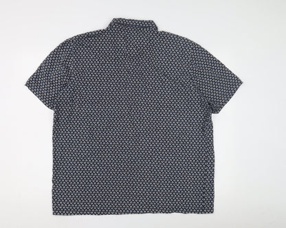 Next Men's 2XL Blue Geometric Cotton Polo - Excellent Condition