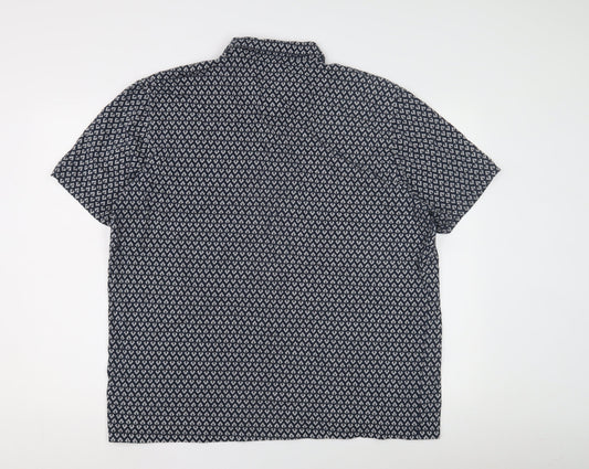 Next Men's 2XL Blue Geometric Cotton Polo - Excellent Condition
