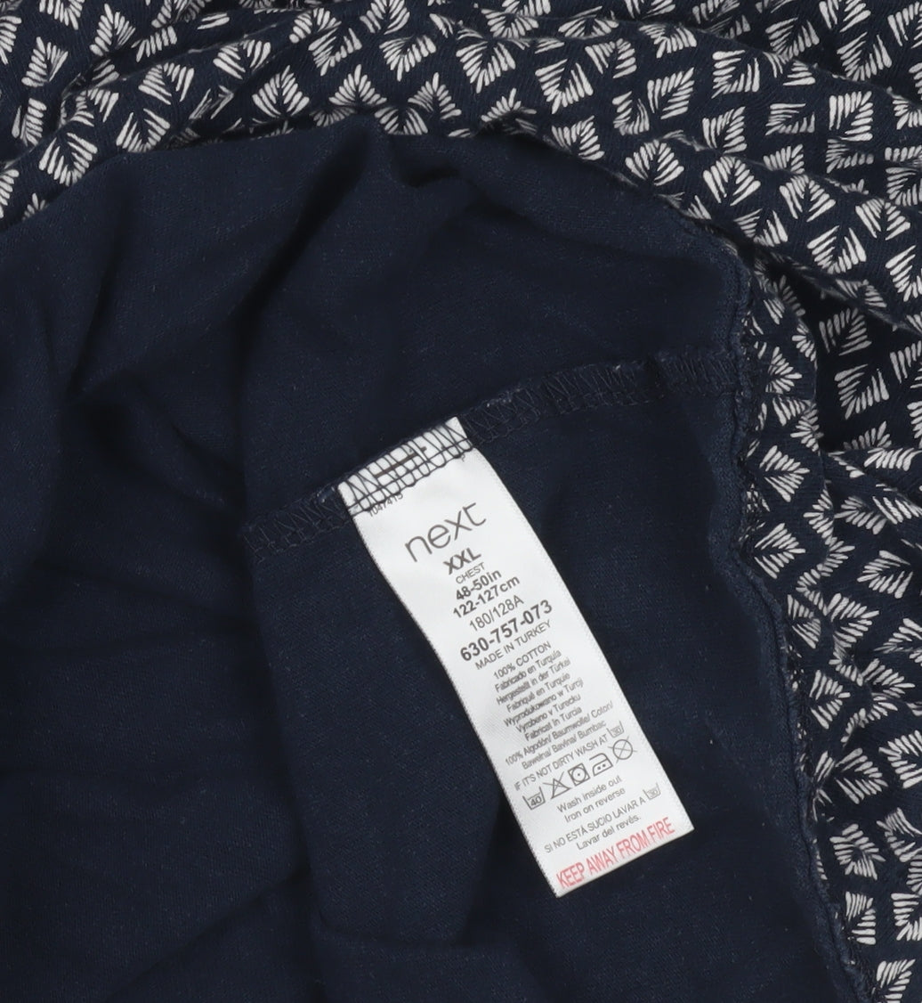 Next Men's 2XL Blue Geometric Cotton Polo - Excellent Condition