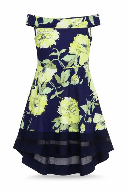 Quiz Women's Multicoloured Hi-Low Fit & Flare Dress, Size 10
